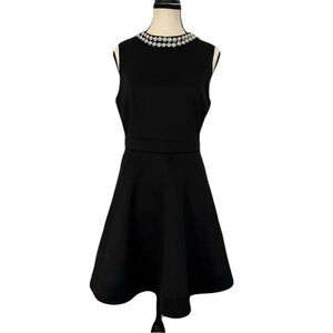 FATE- Fit and Flare Black Dress-Statement Necklace-Tie Back- Cocktail- Women's M